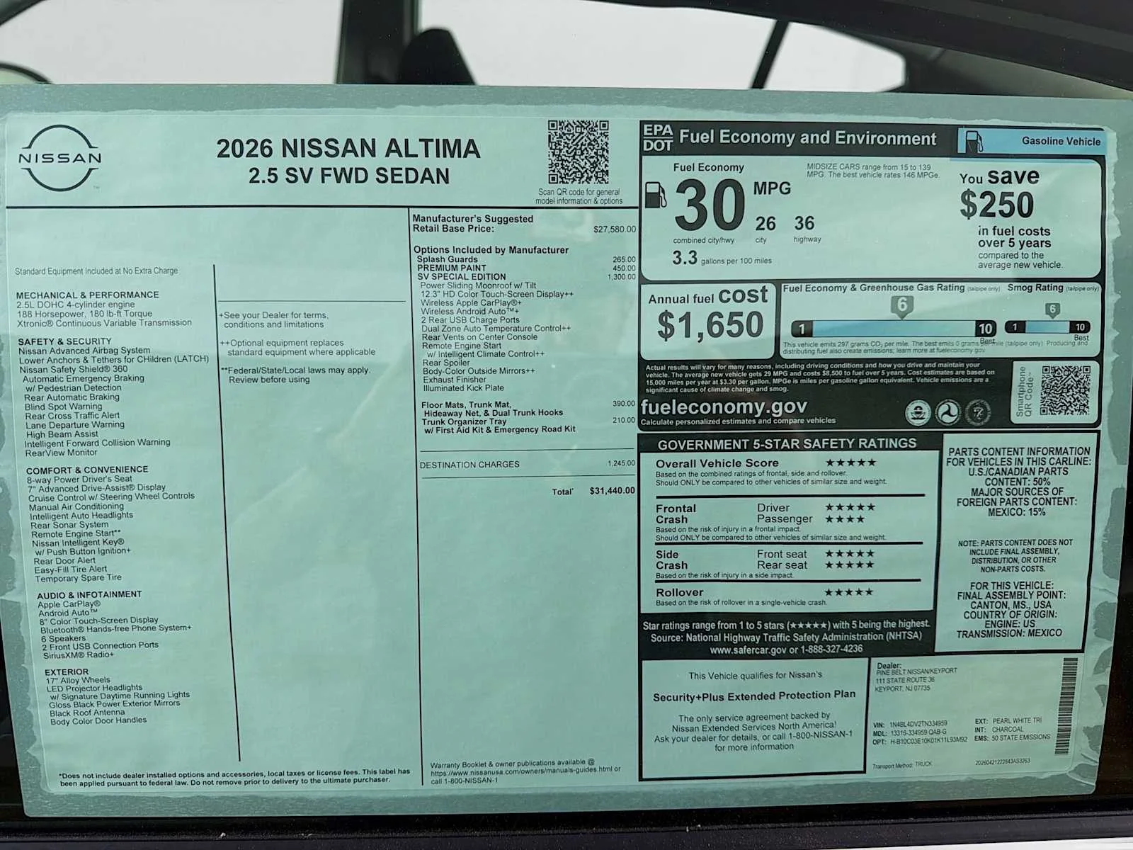 New 2026 Pearl White TriCoat Nissan SV Special Edition image 6