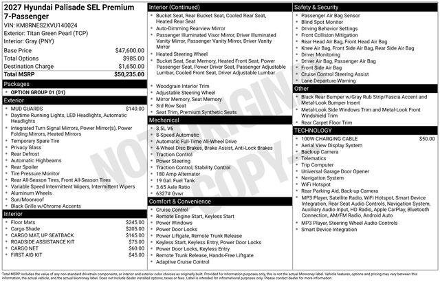 New 2027 Green Hyundai SEL Premium AWD image 4