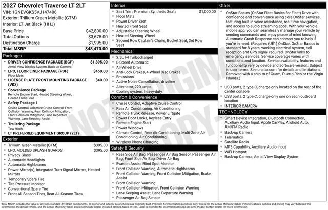New 2027 Trillium Green Metallic Chevrolet LT image 1