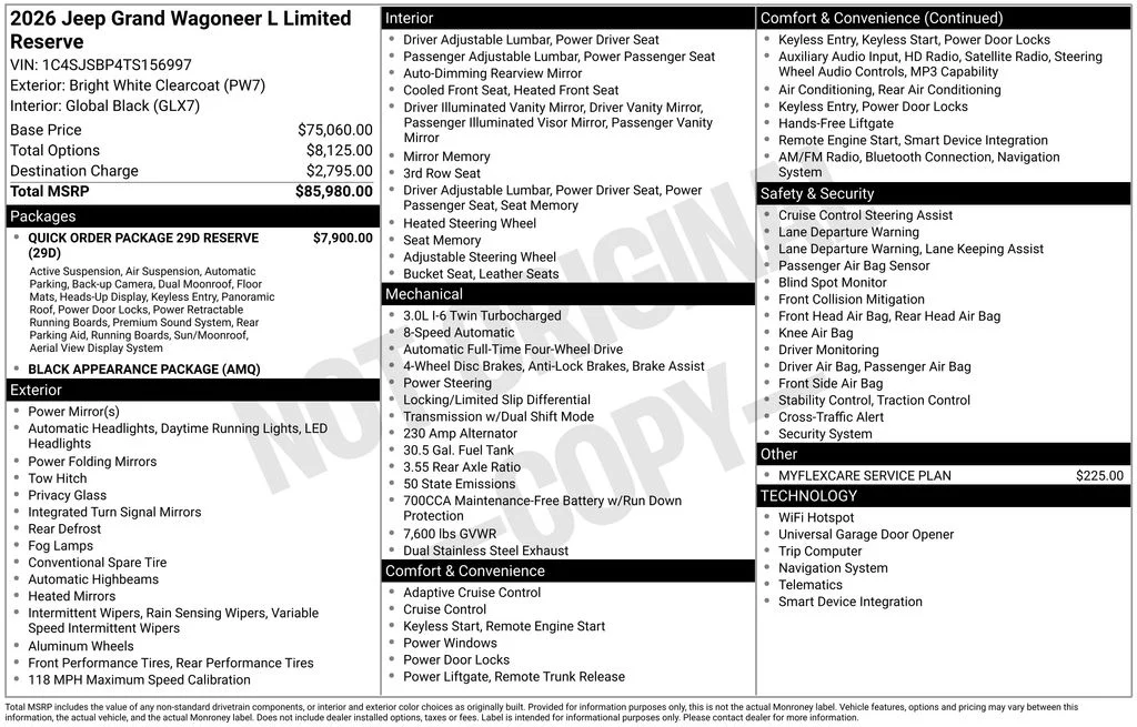 New 2026 Bright White Clear-Coat Exterior Paint Jeep Limited Reserve image 6