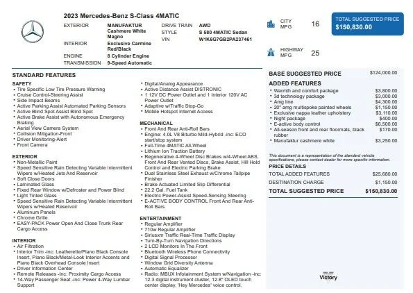 Used 2023 Mercedes-Benz S-Class S 580 with VIN W1K6G7GB2PA237461 for sale in Kansas City