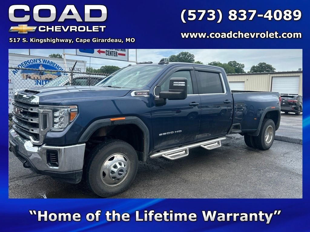 Used 2021 PACIFIC BLUE METALLIC GMC SLE image 1