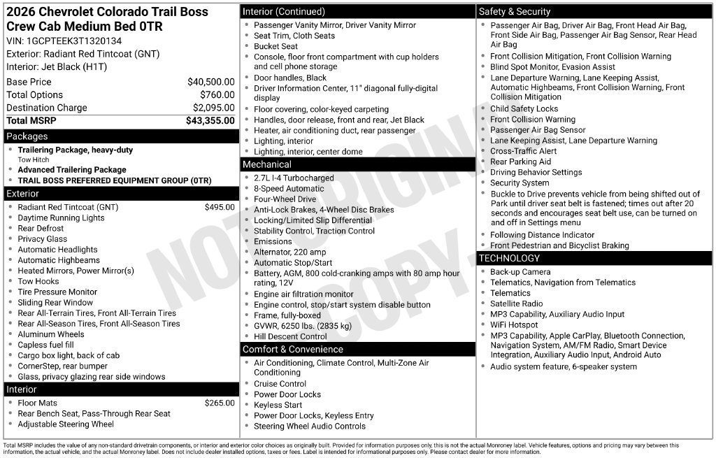 New 2026 Radiant Red Tintcoat Chevrolet Trail Boss image 25