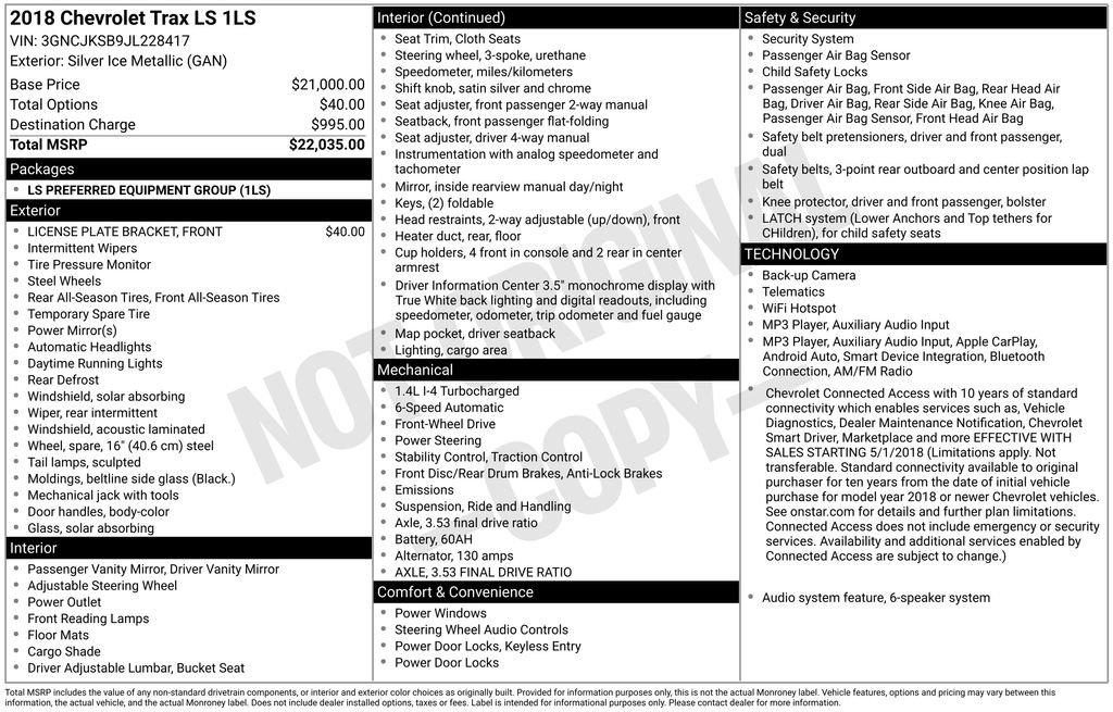 Used 2018 Silver Ice Metallic Chevrolet LS image 4