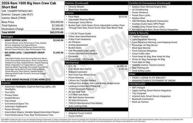 New 2026 Canyon Lake Exterior Paint RAM Big Horn image 18