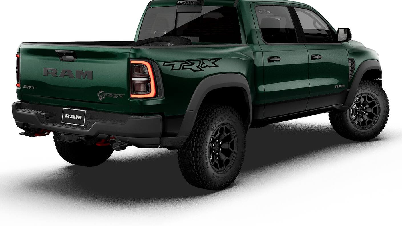 New 2027 Serrano-Green Metallic Paint RAM TRX image 2