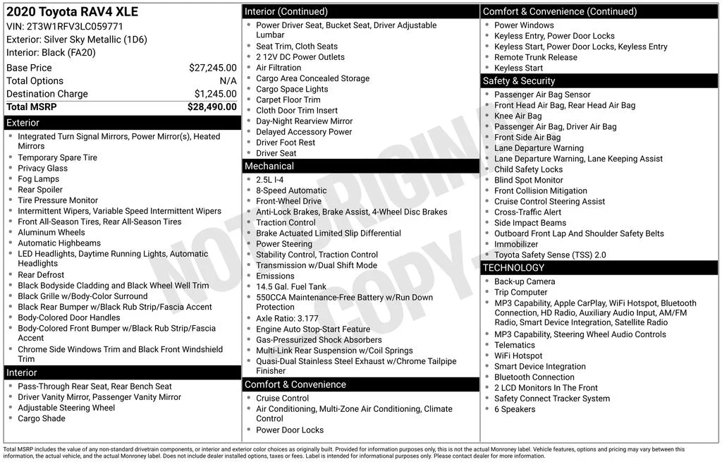 Used 2020 Silver Sky Metallic Toyota XLE image 5