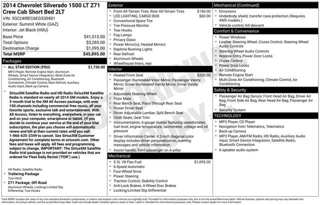 Used 2014 SUMMIT WHITE Chevrolet LT image 1