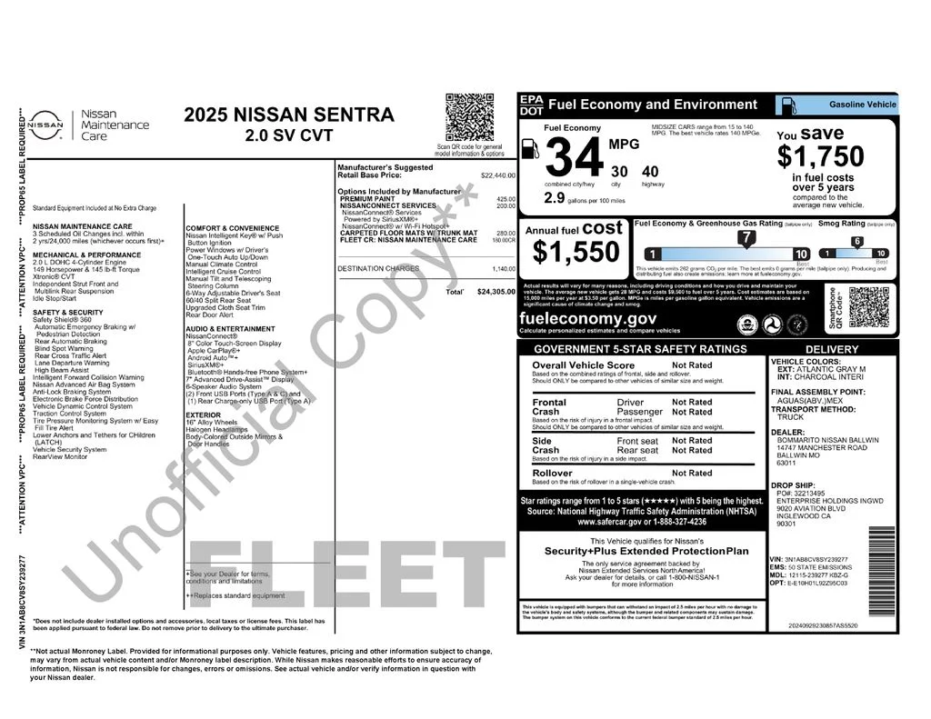 Used 2025 Nissan Sentra SV with VIN 3N1AB8CV8SY239277 for sale in Elk River, Minnesota