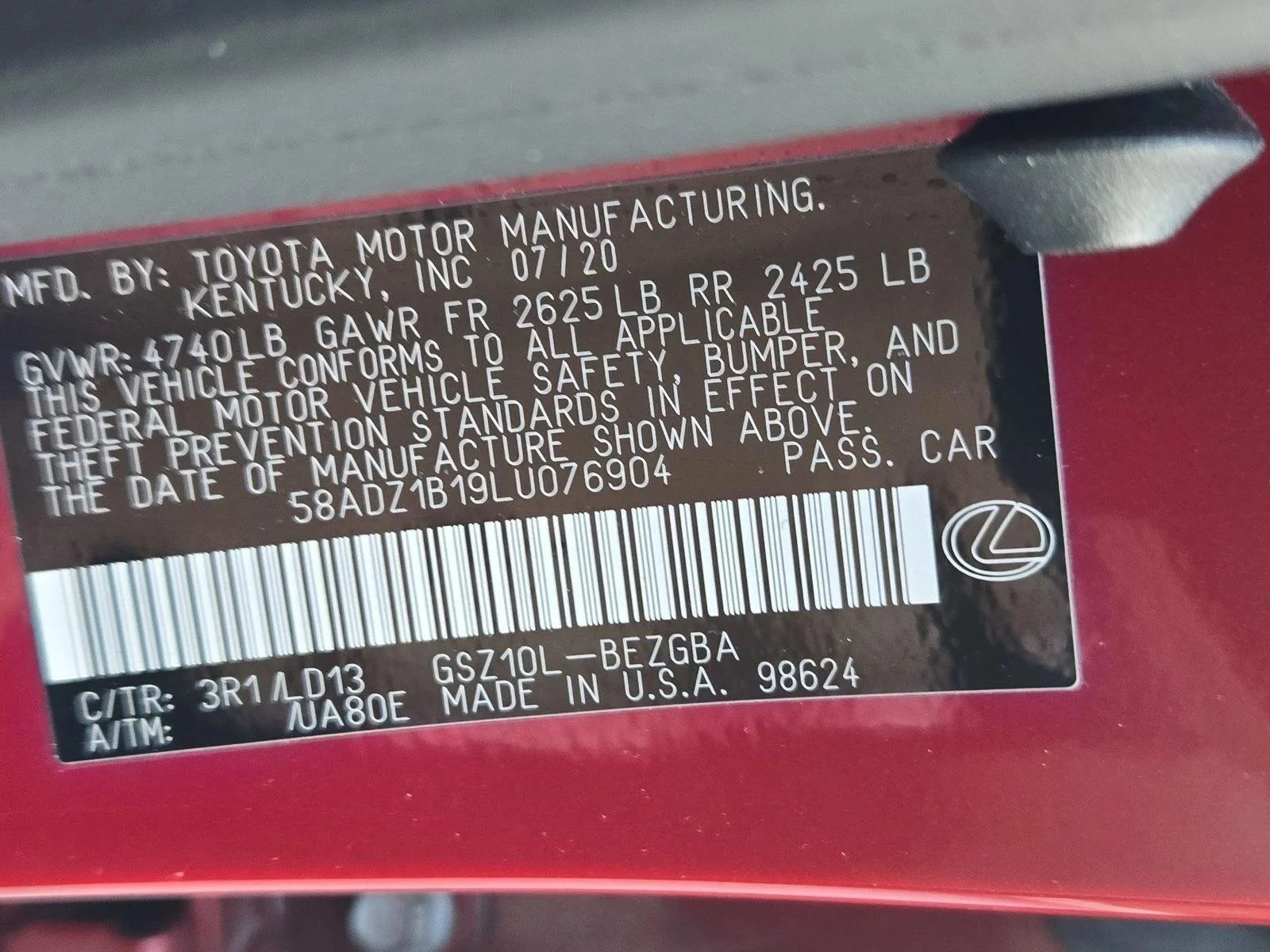 Used 2020 Matador Red Mica Lexus ES 350 image 15