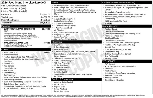 New 2026 Silver Zynith Exterior Paint Jeep Laredo X image 14