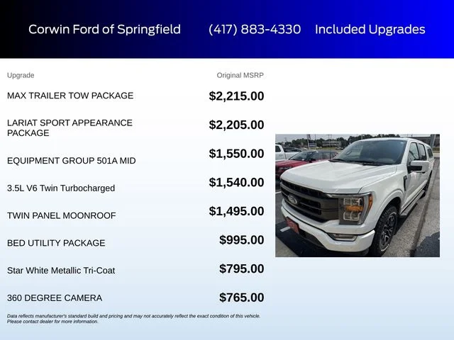 Used 2022 White Metallic Ford Lariat image 6