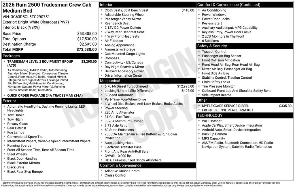 New 2026 Bright White Clear-Coat Exterior Paint RAM Tradesman image 39