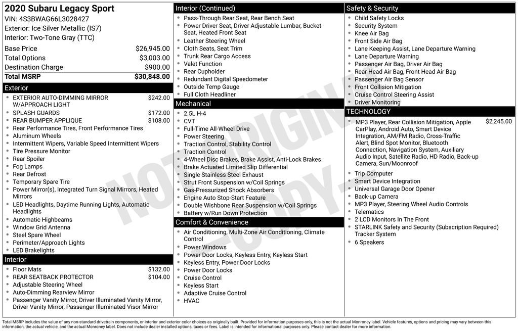 Used 2020 Silver Subaru 2.5i Sport image 2