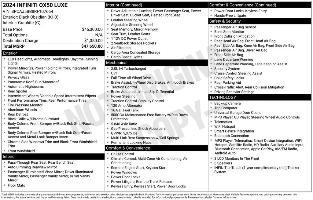 Used 2024 Black INFINITI LUXE image 42
