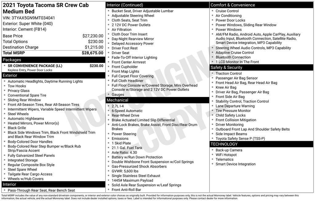 Used 2021 White Toyota SR image 2