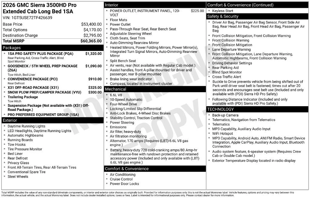 2026 GMC Sierra 3500HD Pro