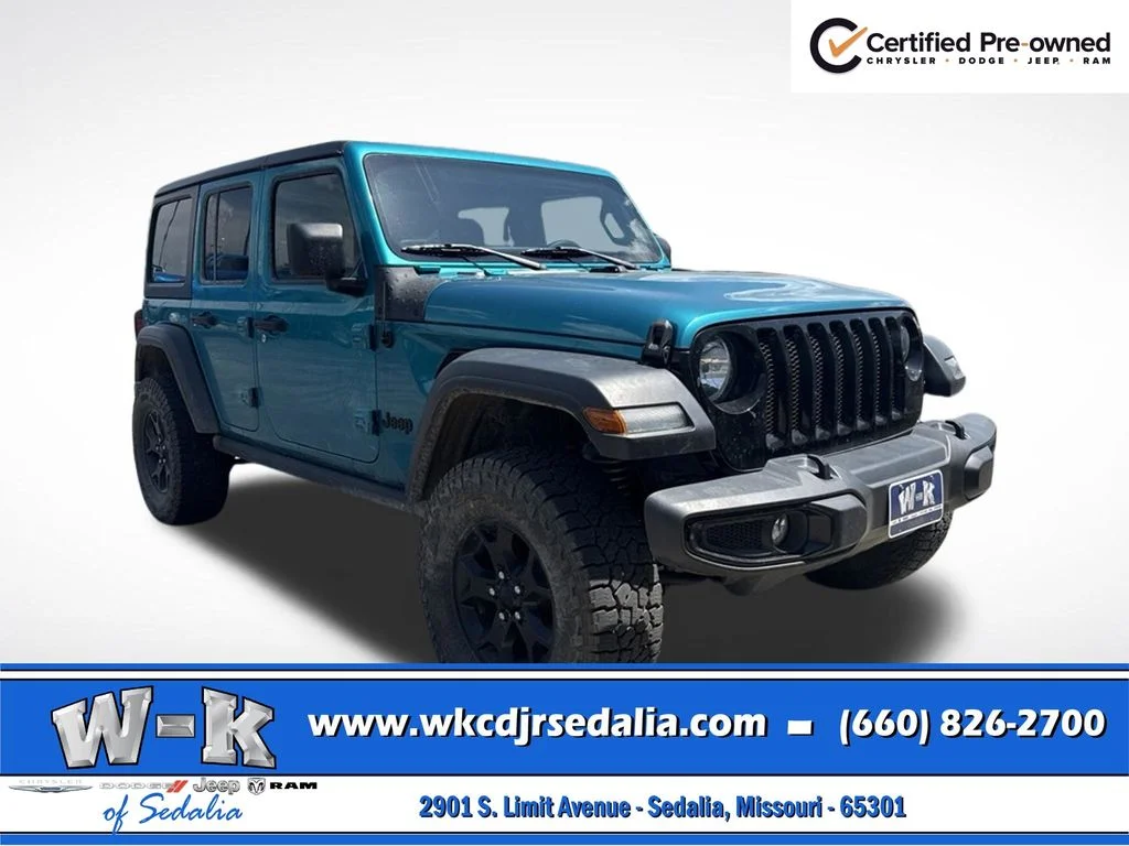 Certified Used 2020 Teal Jeep Unlimited Sport image 1