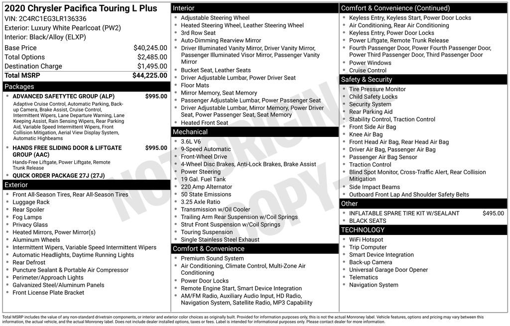 Used 2020 White Chrysler Touring L Plus image 9