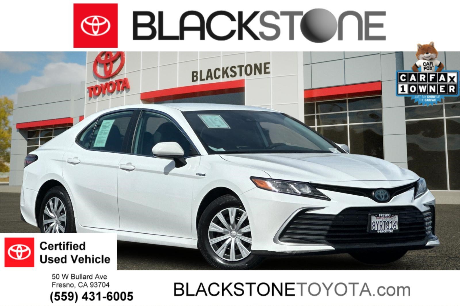 Certified Used 2021 Super White Toyota Hybrid LE image 1