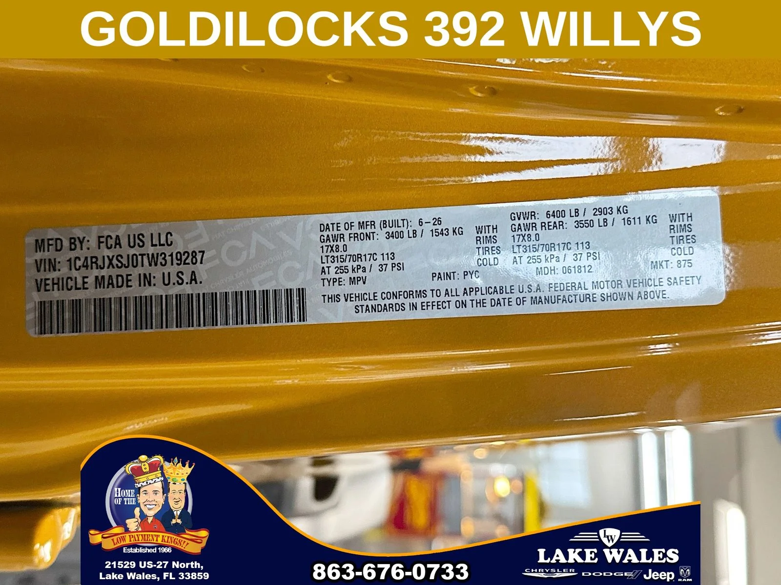 New 2026 Goldilocks Exterior Paint Jeep Willys image 30