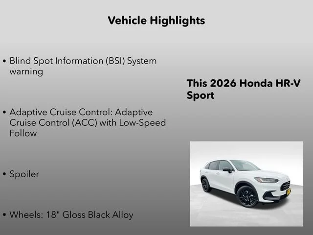 New 2026 Platinum White Pearl Honda Sport image 5