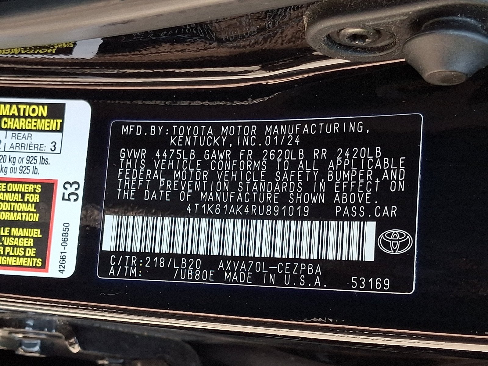 Used 2024 Midnight Black Metallic   218 Toyota XSE image 27