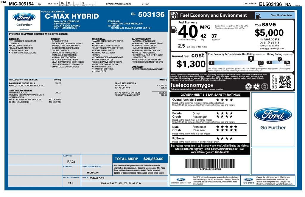 Used 2014 Ford C-Max SE with VIN 1FADP5AU8EL503136 for sale in Highland Park, IL