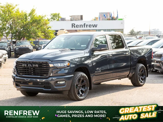2026 RAM 1500 Sport Crew Cab 4x4, HEMI V8, 3.92 Rear Axle, Heated Seats/Wheel