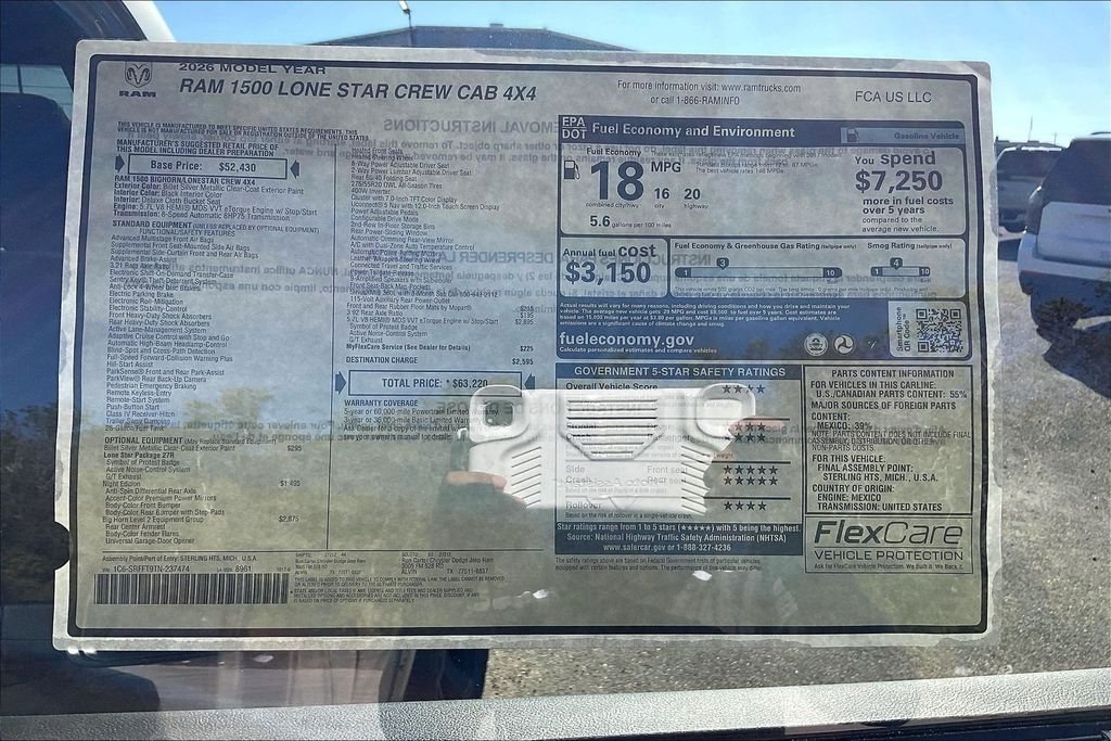 New 2026 Ram 1500 Big Horn/Lone Star 4D Crew Cab