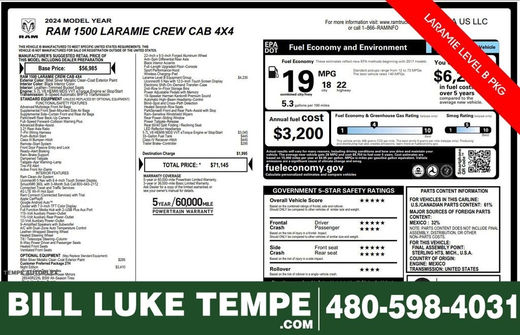 2024 RAM 1500 Laramie 4x4 Crew Cab 5'7's photo