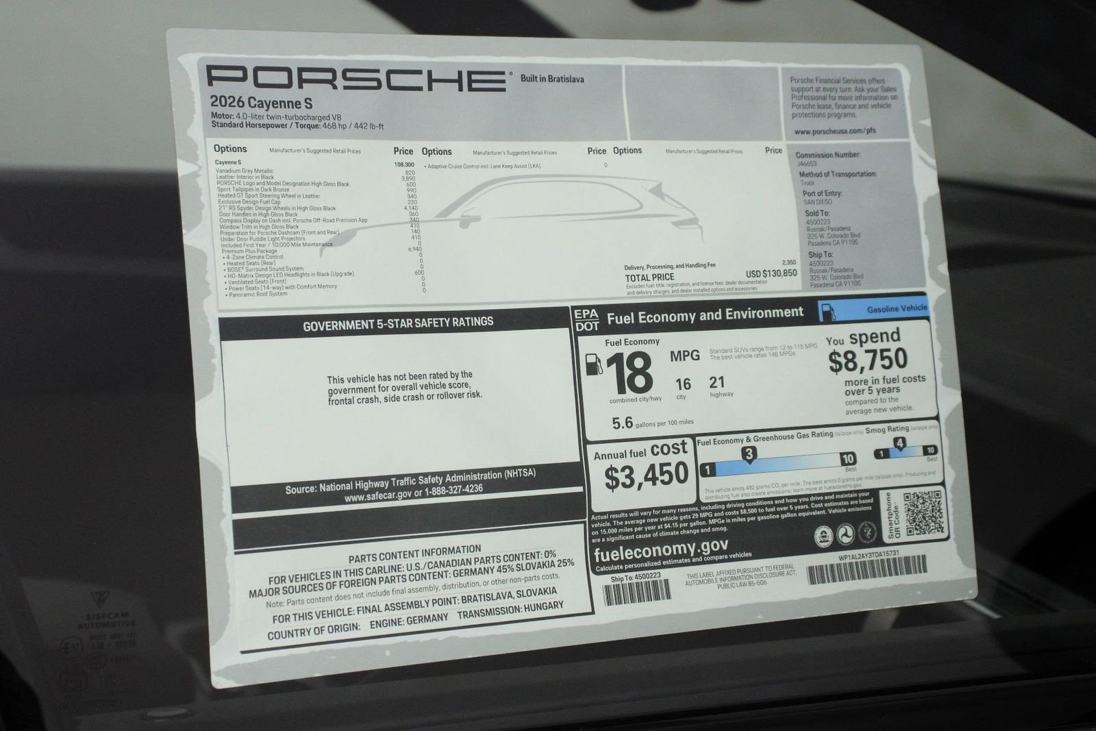 New 2026 Vanadium Grey Metallic Porsche S image 25