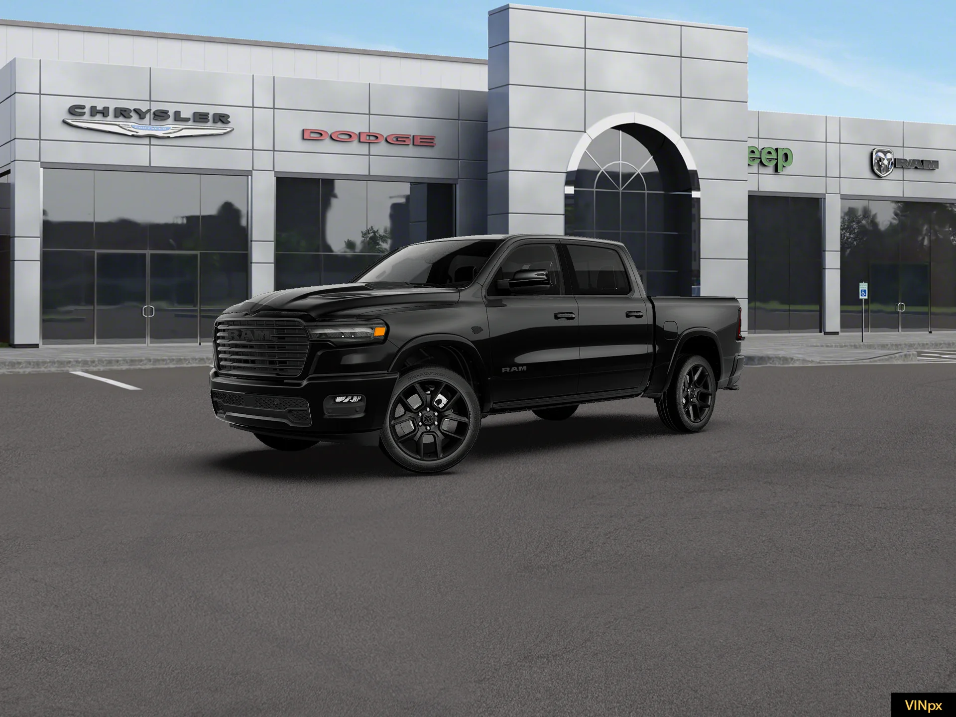 New 2027 Diamond Black Crystal Pearl-Coat Exterior Paint RAM Laramie image 2