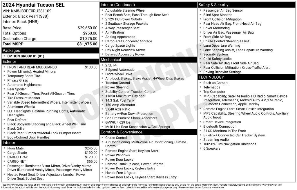 Used 2024 Black Pearl Hyundai SEL image 4