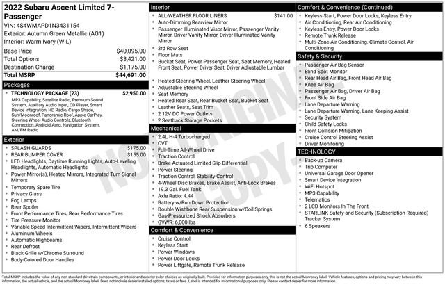 Used 2022 Brown Subaru Limited image 44