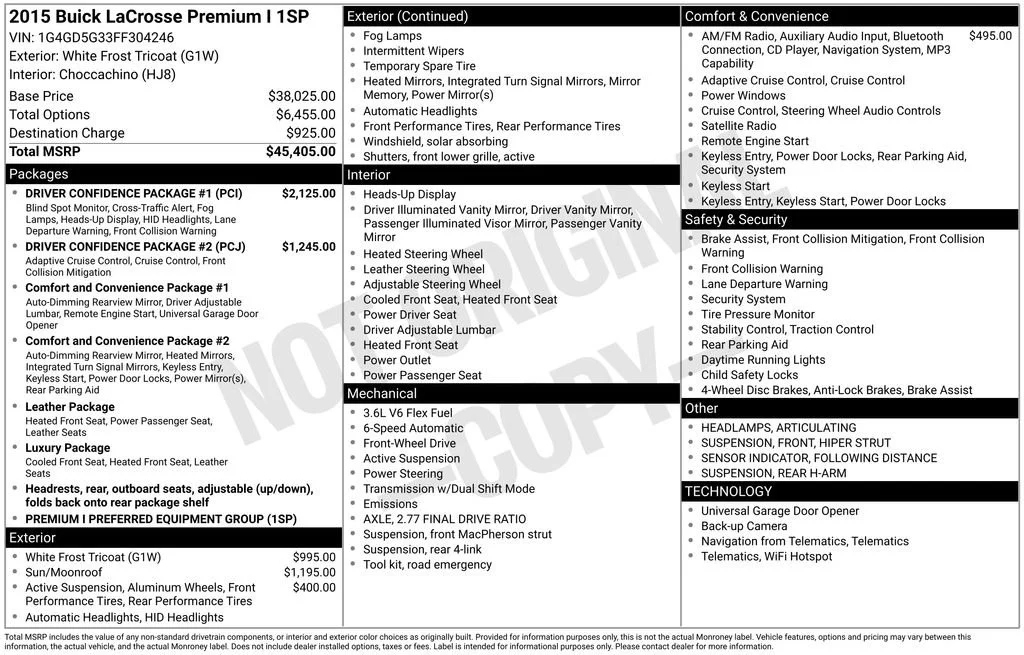 Used 2015 WHITE FROST TRICOAT Buick Premium I image 7
