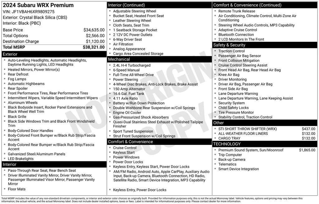Used 2024 Black Subaru Premium image 7