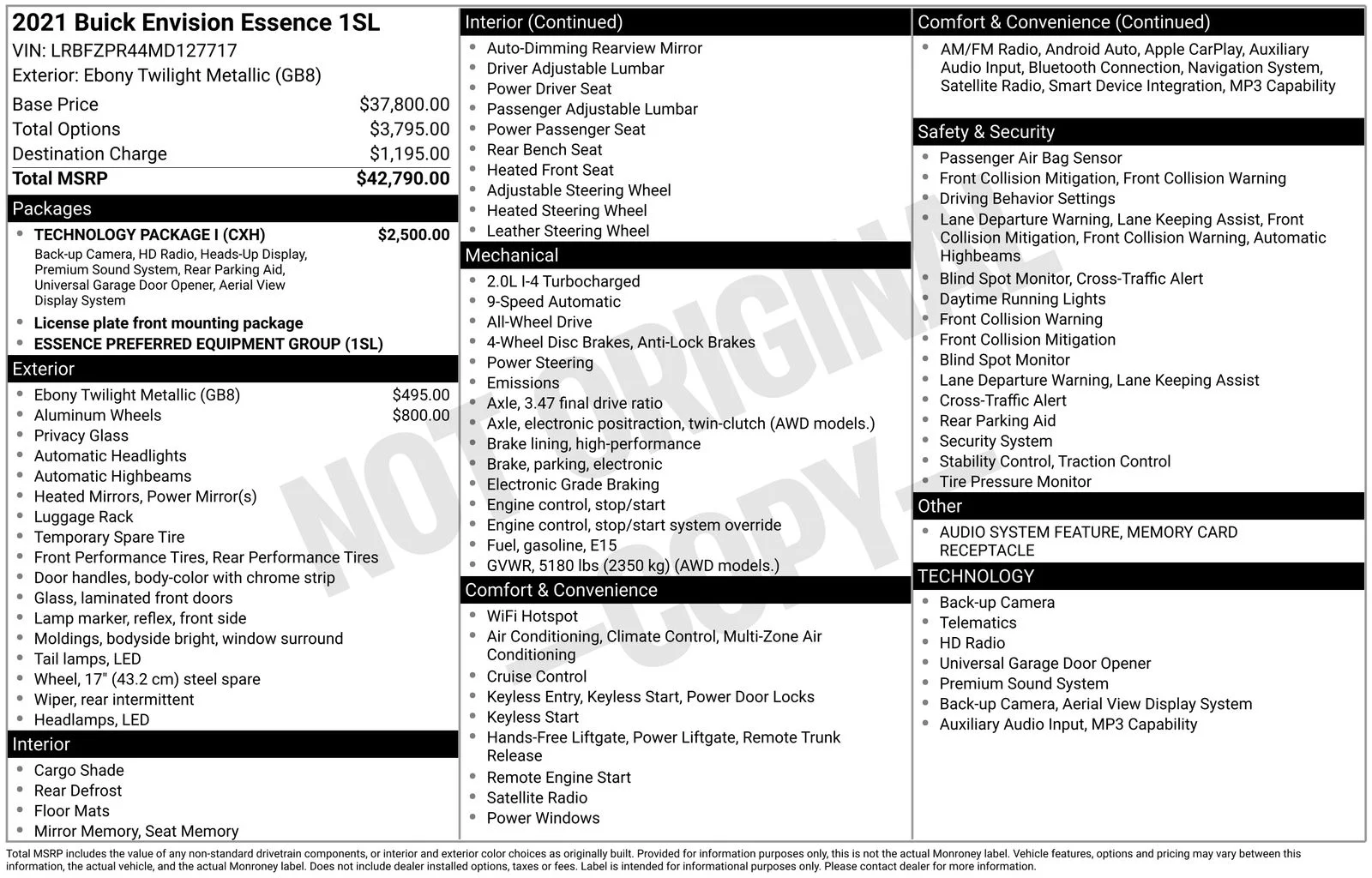 Certified 2021 Buick Envision Essence with VIN LRBFZPR44MD127717 for sale in Brainerd, Minnesota