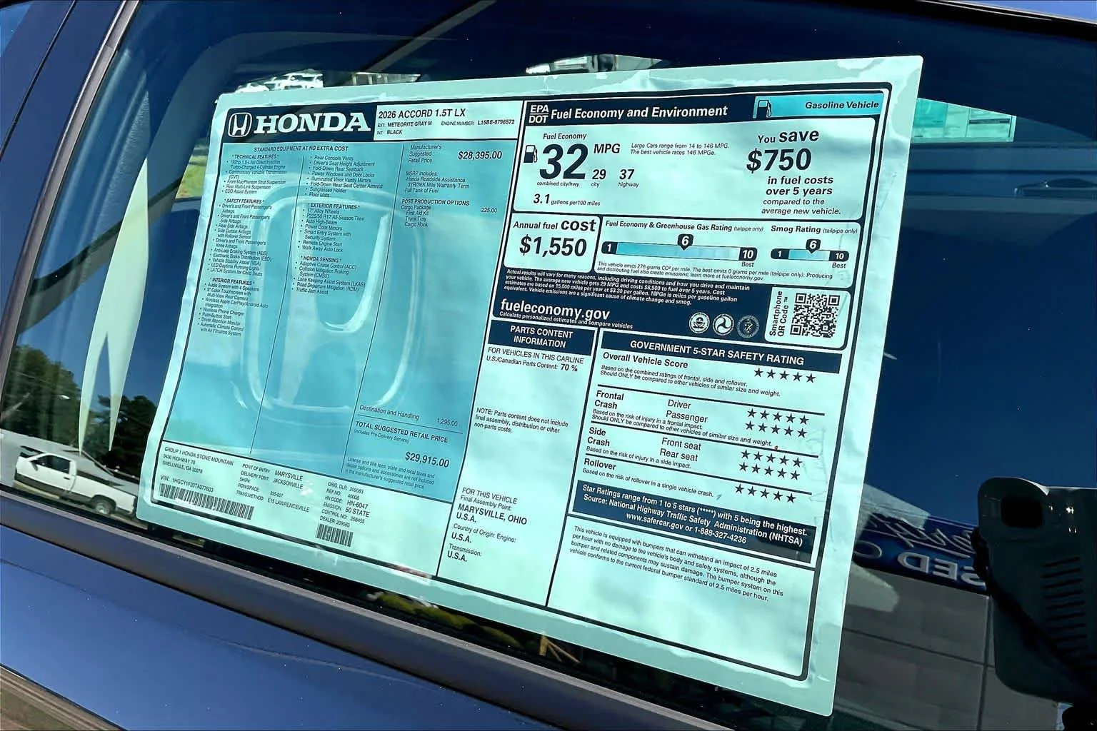 New 2026 Meteorite Gray Metallic Honda LX image 20