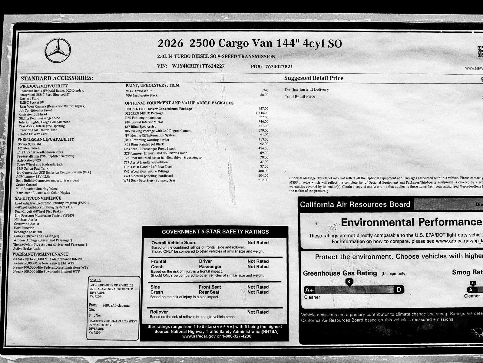 New 2026 Arctic White Mercedes-Benz 2500 Standard Roof I4 Diesel 144 RWD image 25