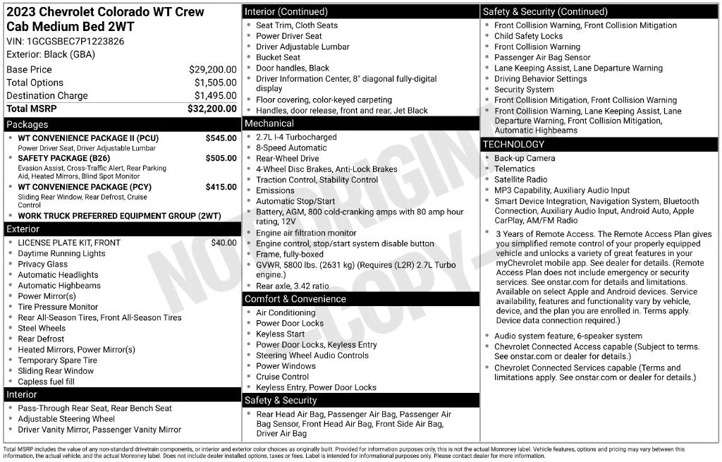 Used 2023 BLACK Chevrolet 2WD Work Truck image 8