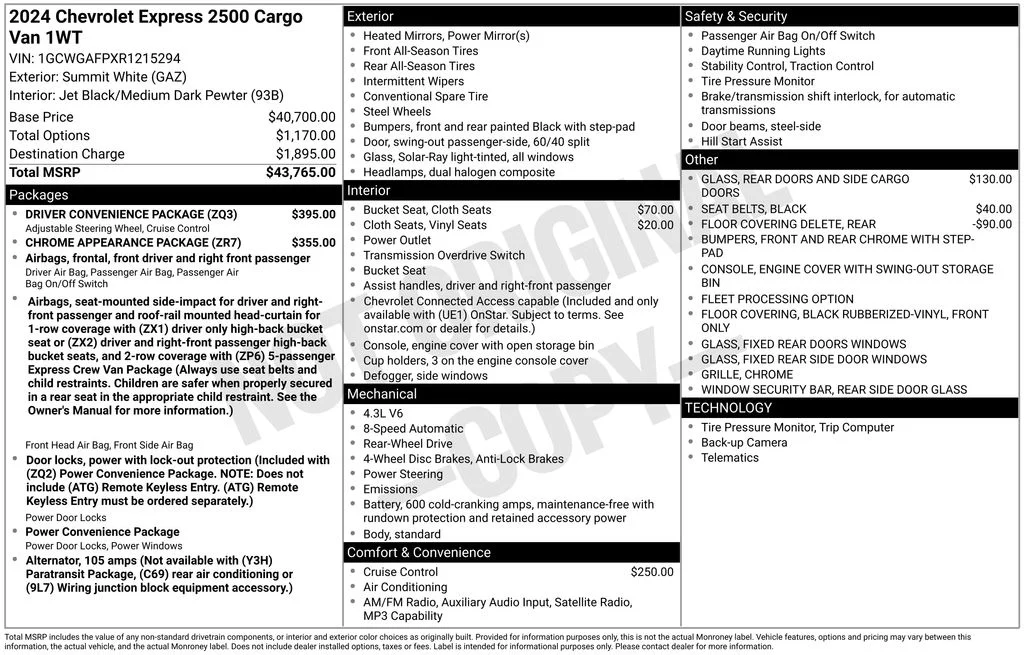 Certified Used 2024 Summit White Chevrolet Work Van image 39