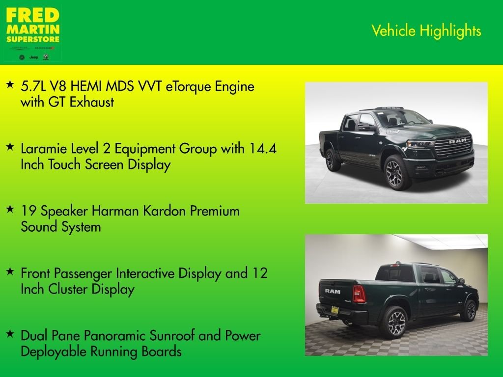 New 2026 Serrano-Green Metallic Exterior Paint RAM Laramie image 8
