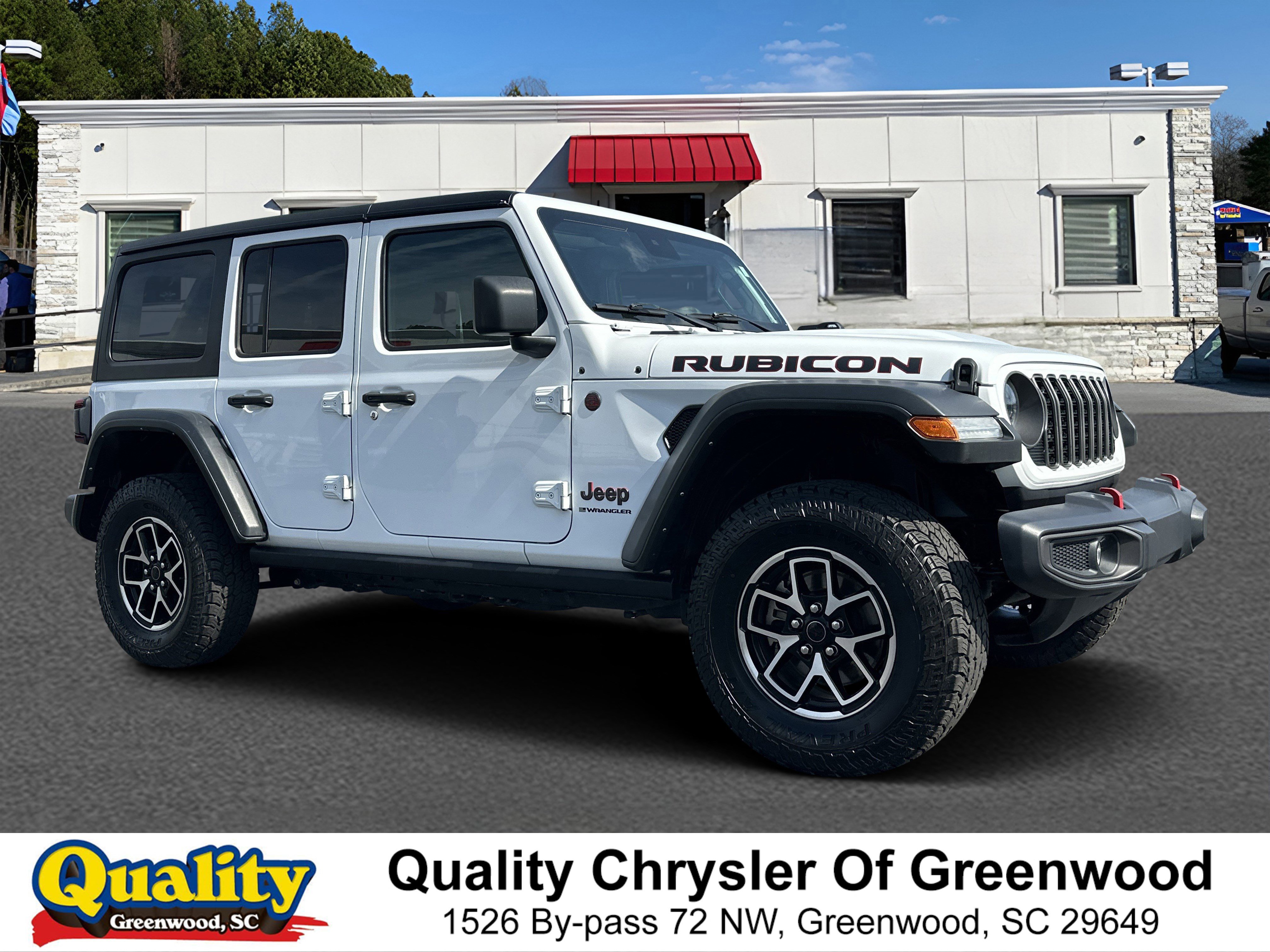 Used 2024 Bright White Clearcoat Jeep Rubicon image 1