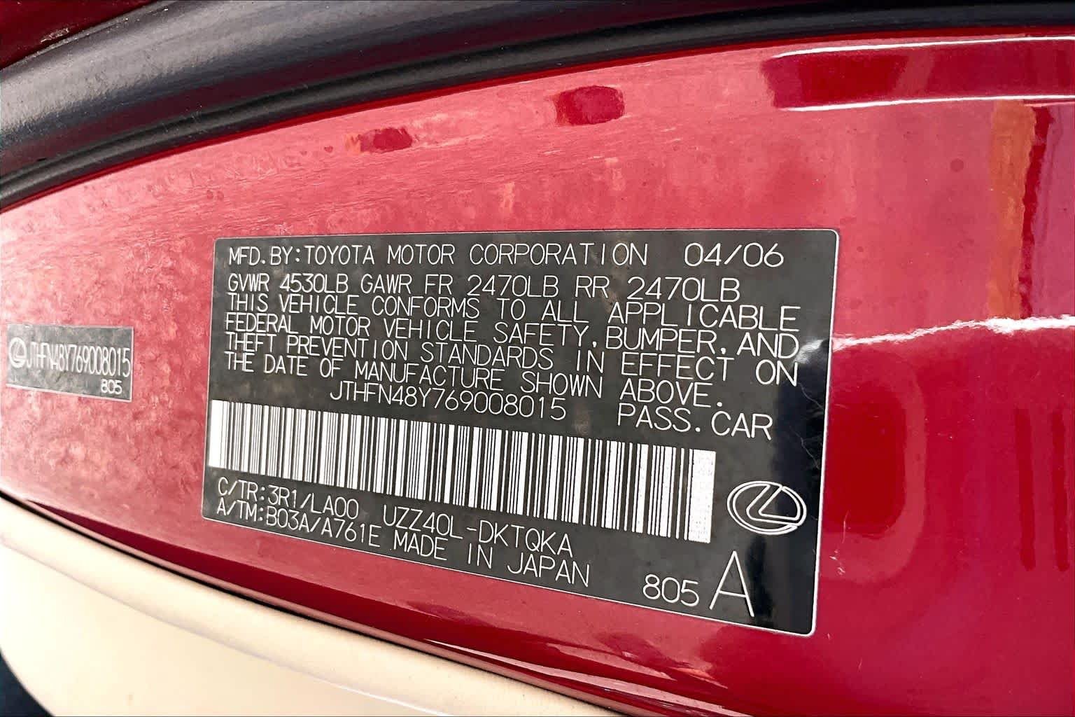 Used 2006 Matador Red Mica Lexus  image 29