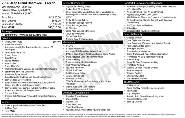 New 2026 Silver Zynith Exterior Paint Jeep Laredo image 13