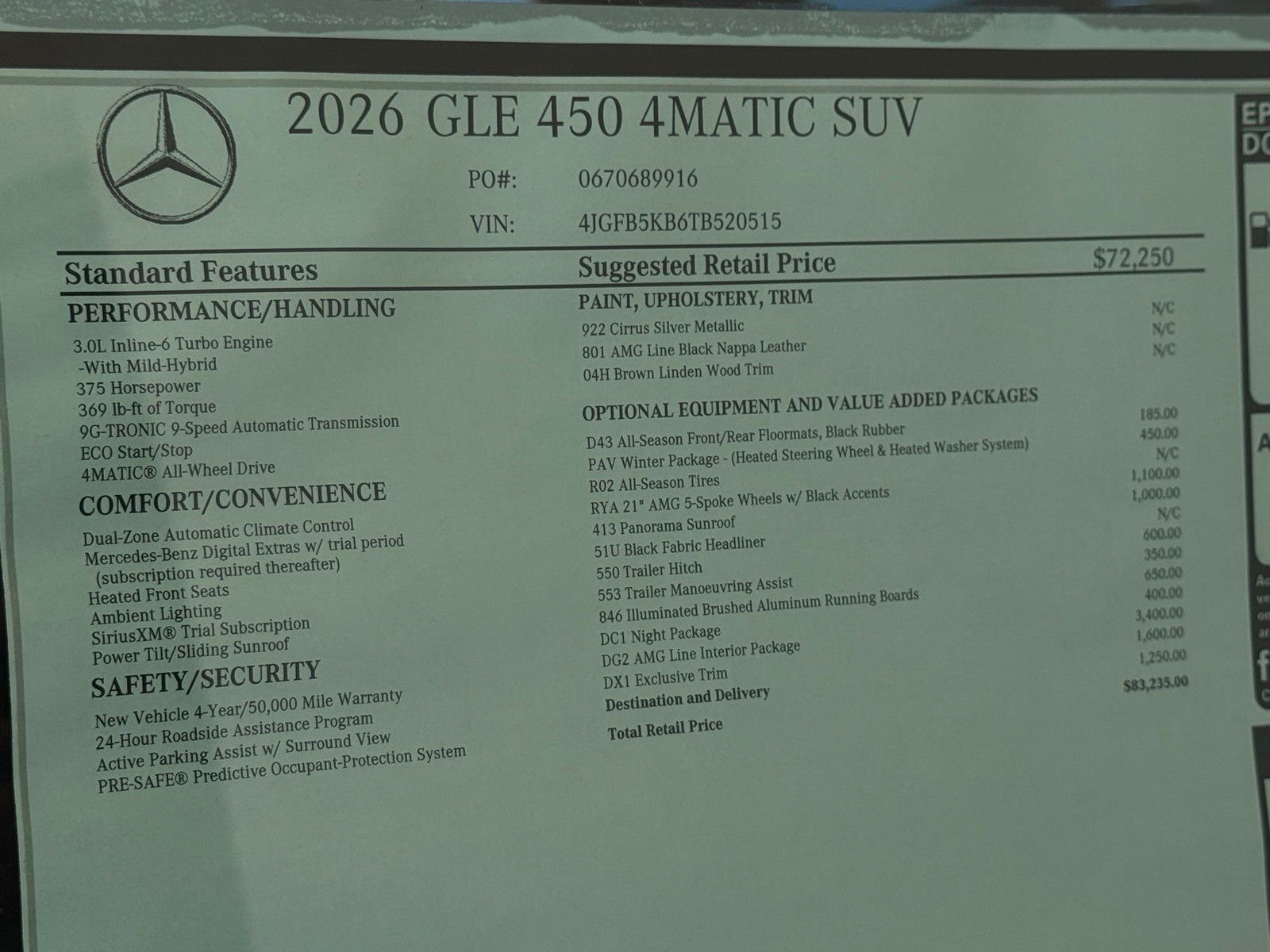 New 2026 Cirrus Silver Metallic Mercedes-Benz GLE 450 image 24