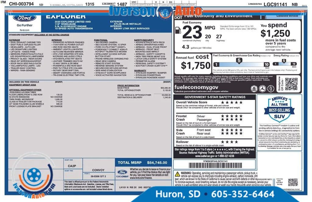 Used 2020 Atlas Blue Ford Limited image 4
