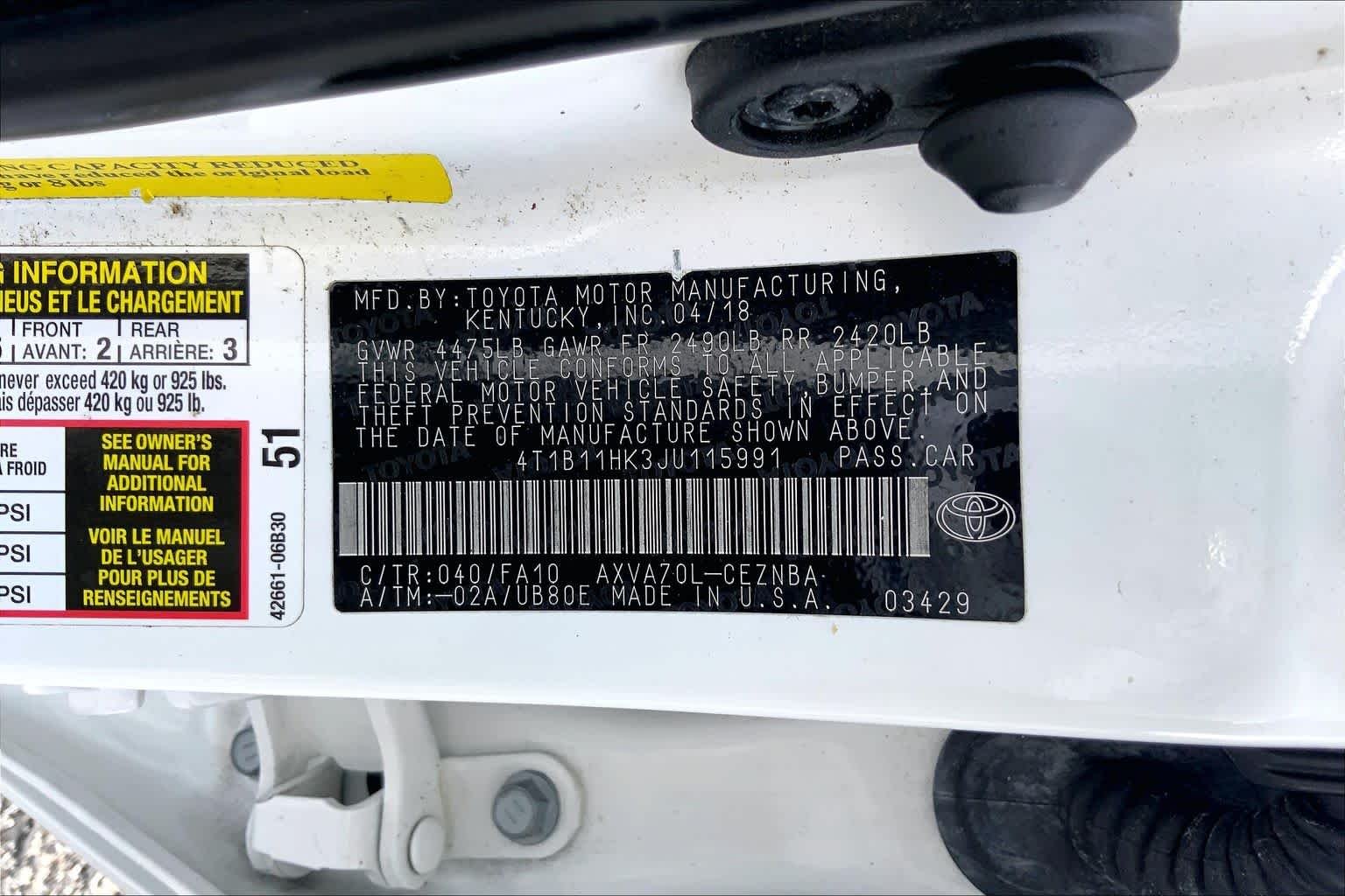 Used 2018 Super White Toyota LE image 36