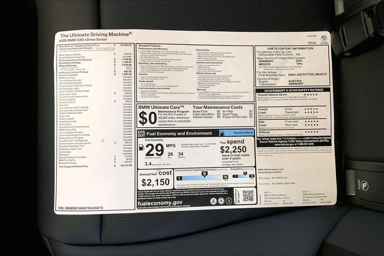 New 2026 Black Sapphire Metallic BMW 330i NA xDrive image 22